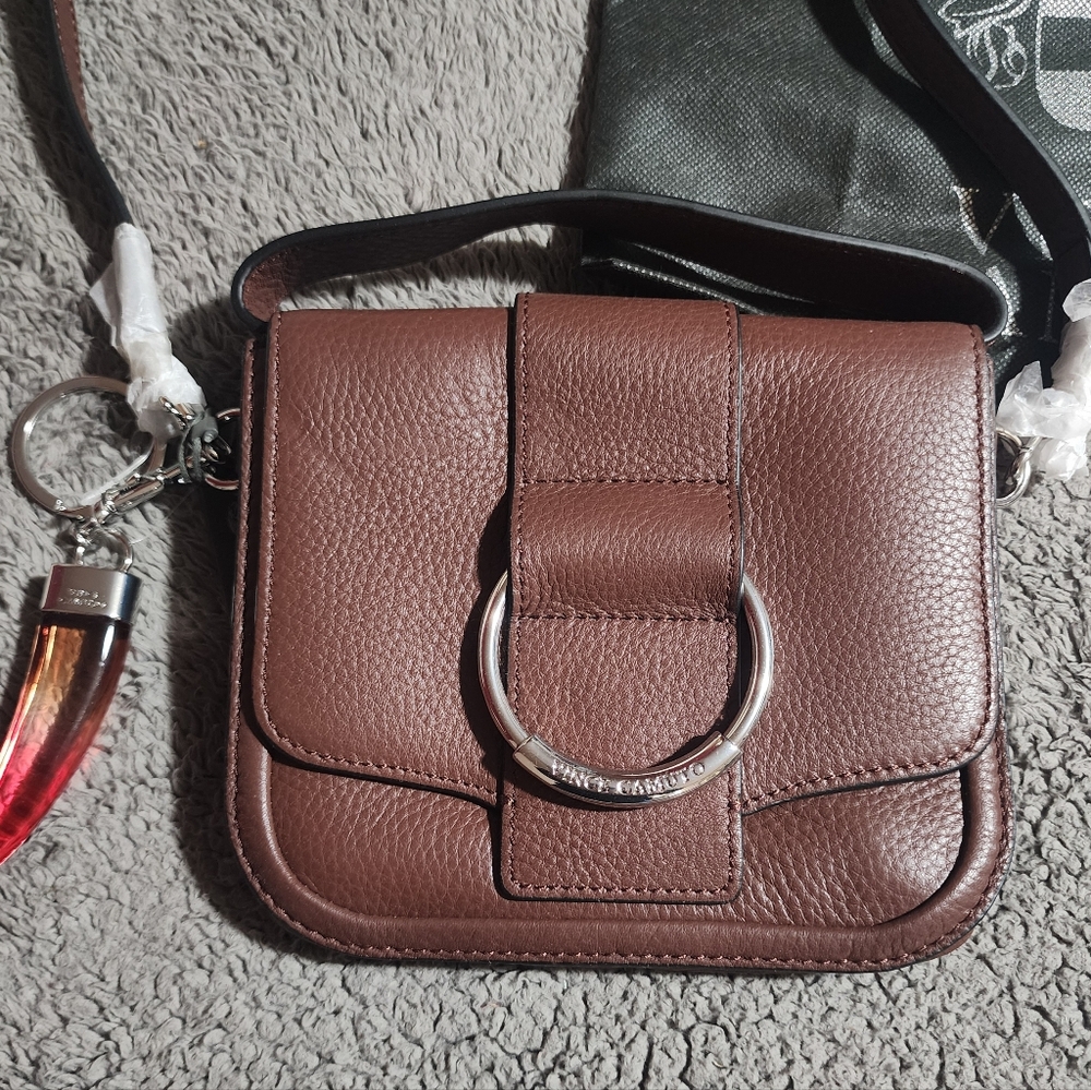 Vince Camuto Taupe Leather Crossbody Bag